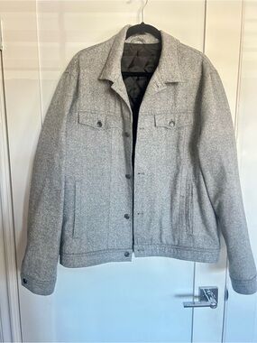 Zara Men's Grey Wool-Blend Button Jacket Size XL